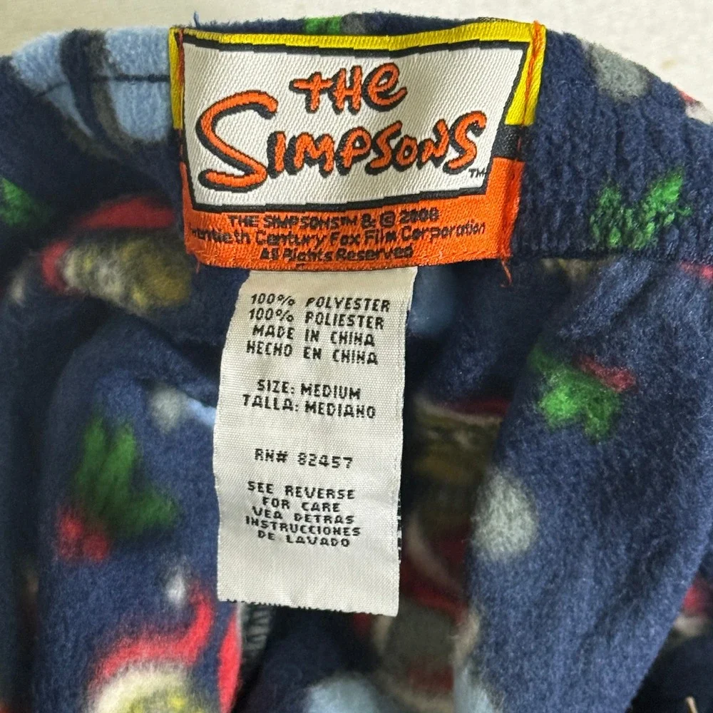 The Simpsons Fleece‎ Pajama Pants Santa Bart Holiday Loungewear Medium Y2K